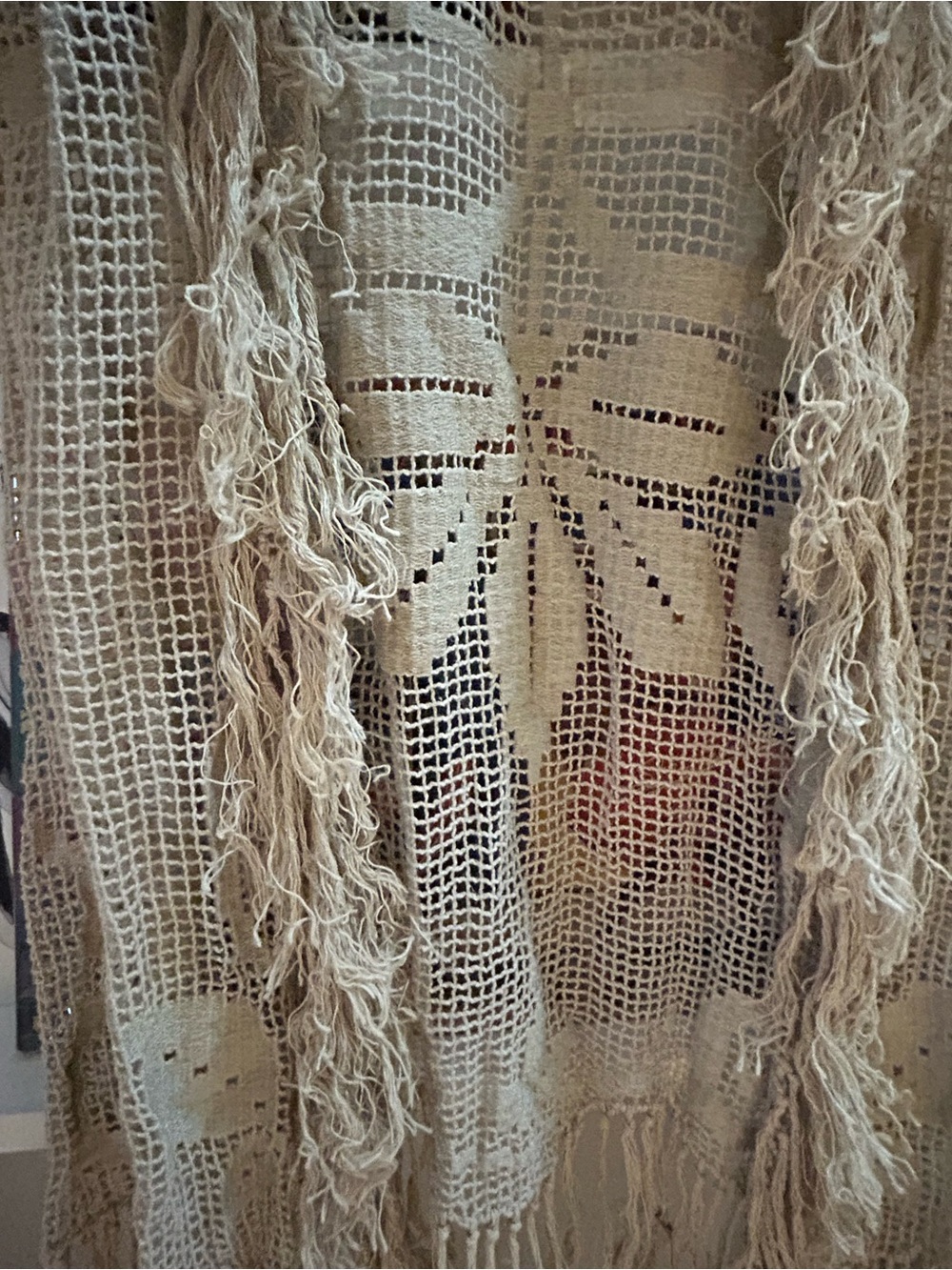 RARE free people fringe knit crochet embroidered kimono - Picture 2 of 6